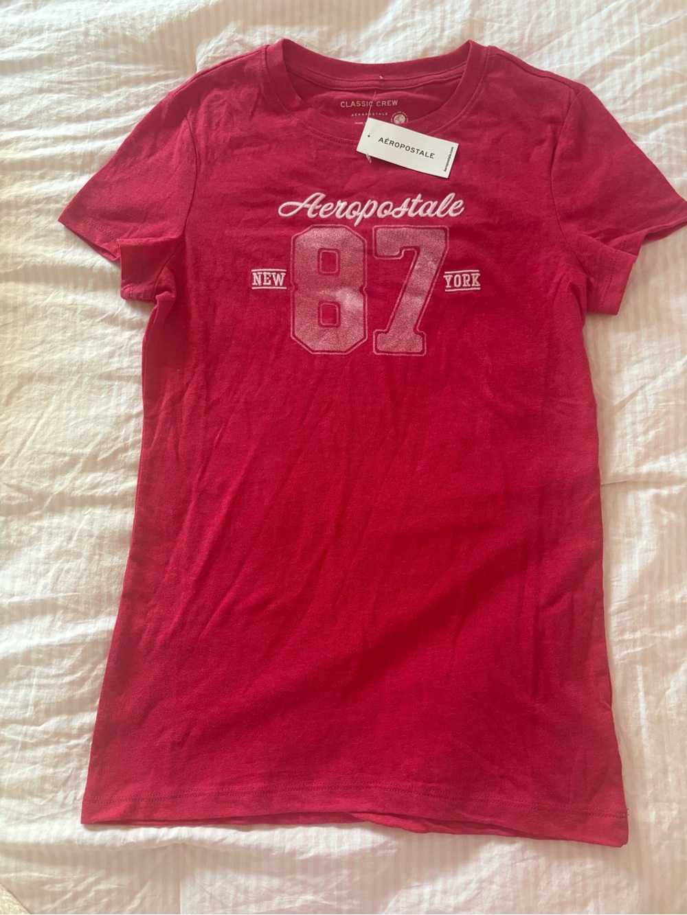 NWT Y2K Vintage Aeropostale Hotpink '87 Logo Short Sleeve Tee